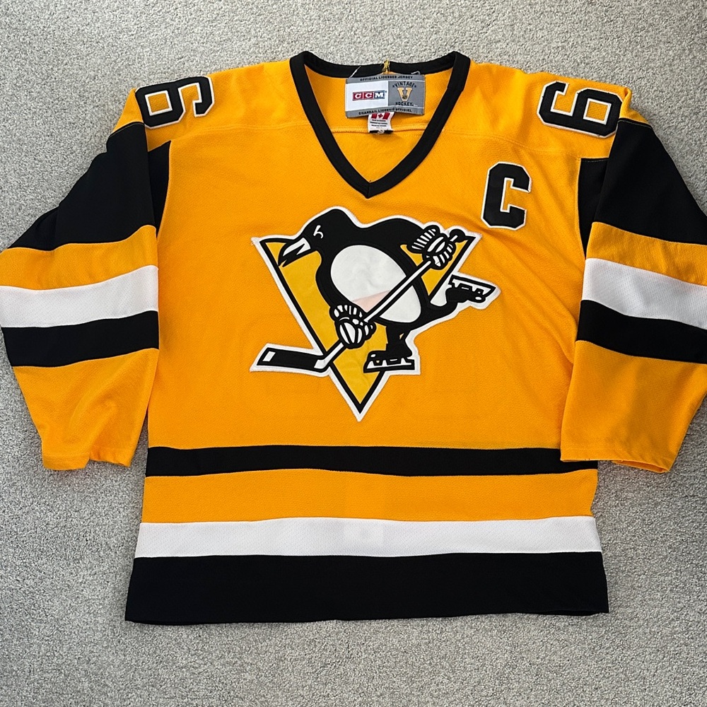 Pittsburgh Penguins - Mario Lemieux CCM Yellow and Black Hockey Jersey
